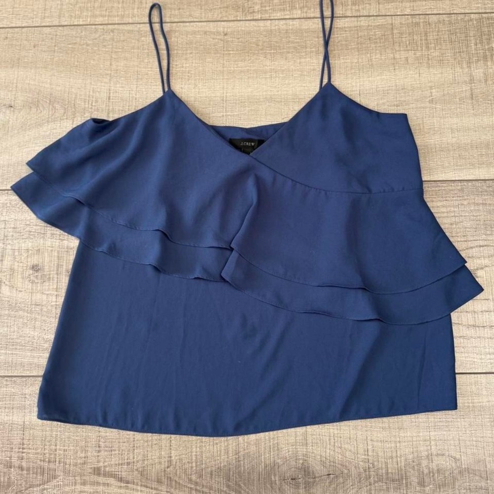 J.Crew Blue Ruffle Layer Cami Top – Size 4